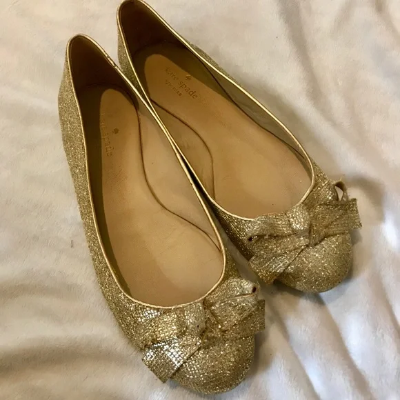 Gold Kate Spade ballet flats - Picture 2 of 3